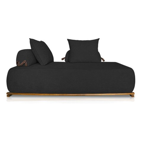 Sofá Dubai 2 Lugares 1.80m Tecido Bouclê Preto para Sala Bz Home Decor
