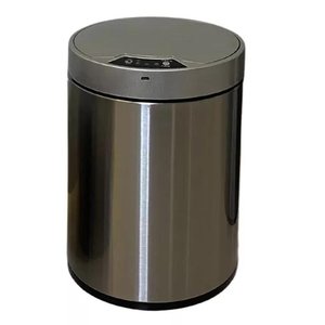 Lixeira Sensor Automatico 12 Litros Inox Polido Recarregavel Cesto Removivel Cabo Usb Design Moderno