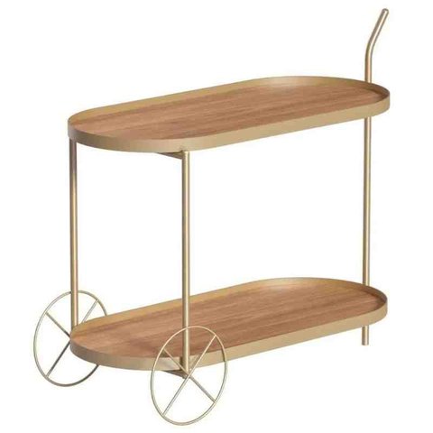 Carrinho Home Be Oval Champanhe Portal Decor