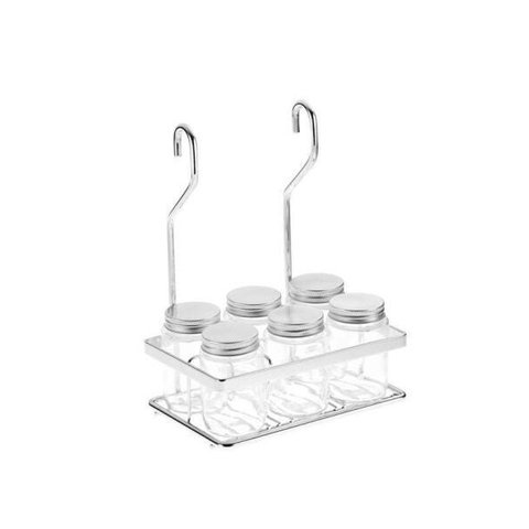 Porta Tempero com 6 Frascos Inox