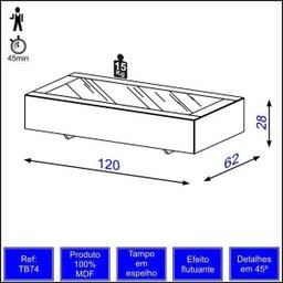 Mesa de centro com espelho TB74 - Dalla Costa - 3 Mesa de centro com espelho TB74 - Dalla Costa - 3