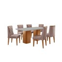 Ver imagem 2 de Mesa de Jantar Eloise 180cm Tampo Mdf com Vidro 6 Cadeiras Linho Capuccino Off White Naturale