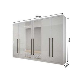 Guarda-Roupa Casal com Espelho 6 Portas 6 Gavetas Bari Branco - 3