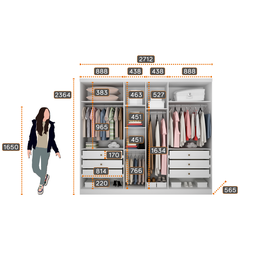 Guarda-Roupa Casal com Espelho 6 Portas 6 Gavetas Bari Branco - 5