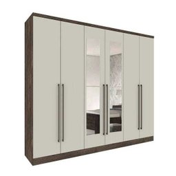 Guarda-Roupa Casal com Espelho 6 Portas 6 Gavetas Prêmium Tcil Móveis Cumaru Rustic/Off-White - 1