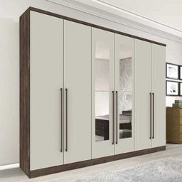 Guarda-Roupa Casal com Espelho 6 Portas 6 Gavetas Prêmium Tcil Móveis Cumaru Rustic/Off-White - 2