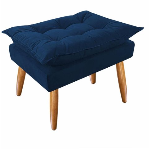 Puff Decorativo Opala Suede Pés Palito - Bela Móveis: Azul Marinho