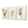 Trio de Quadros Decorativos Flores Brancas com Moldura Sala - 1