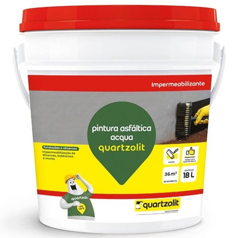 Pintura Asfáltica Acqua 18 Litros - 33583.02.34.056 - Quartzolit Impermeabilizante 18l Pintura Asfal