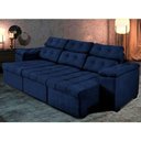Ver imagem 1 de Sofá Itália 225cm Retrátil Reclinável Suede Azul