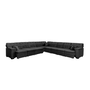 Sofá Magno 4.57x4.57m de Canto, Retrátil e Reclinável - Preto