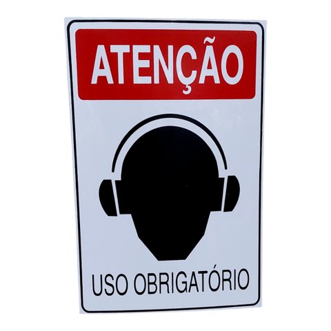 Placa de Sinalização Obrigatorio Abafador de Ouvido Fone