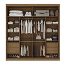 Ver imagem 2 de Guarda Roupa em Mdf 219cm 2 Portas 8 Prateleiras Nogueira/areia 9607