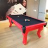 Mesa de Sinuca Alto Padrão - 1,96x1,06 - Vermelha e Preto - 1