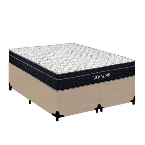Cama Box Casal Royal Air Pillow Top Molas Ensacadas Suede Bege Royal Sleep