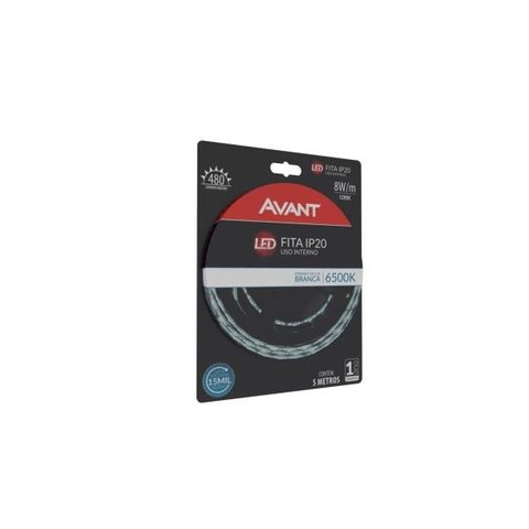 Fita de LED 5 Metros 8W + Fonte Bivolt Marca Avant Original - Branco Frio