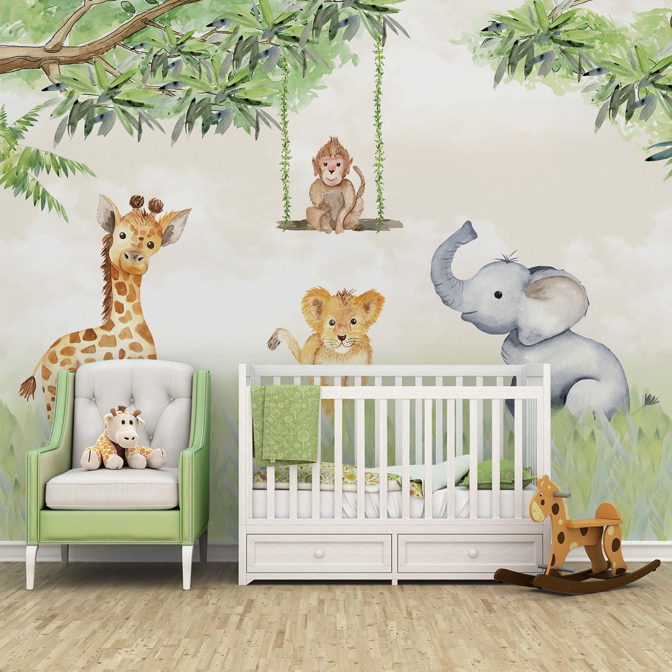 Papel de parede safári animal infantil menino para quarto de bebê M² PP79 - 2