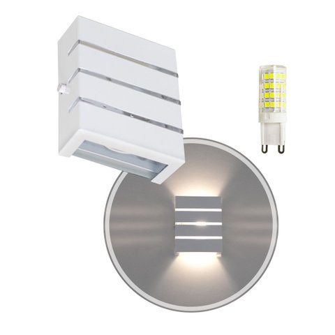 Arandela Slim Alumínio 3 Frisos Externa Branca + LED G9 5W Branco Frio ST2772