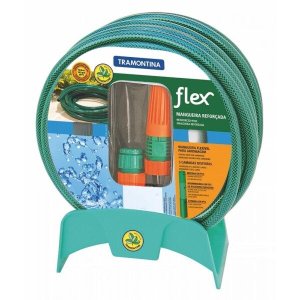 Mangueira Jardim Flex 25m com Engate e Suporte Tramontina