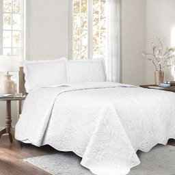 Colcha Matelassê - Ilusion Garden 3D - Casal - com Porta Travesseiro - Branco - Camesa - 1