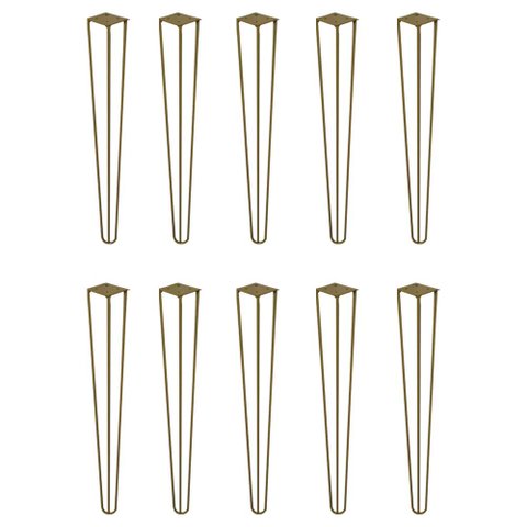Kit 10 Pés de Metal 60 CM Hairpin Legs Mesa de Canto Aparador Dourado