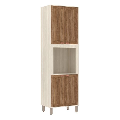 Paneleiro de Cozinha 70 Cm com Nicho Microondas 4 Portas 4 Prateleiras Sofia Luciane Móveis