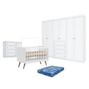 Ver imagem 1 de Quarto de Bebê Americano 6 Portas Com berço Americano Q Encanto 3820 Retrô Branco Acetinado - Qmovi