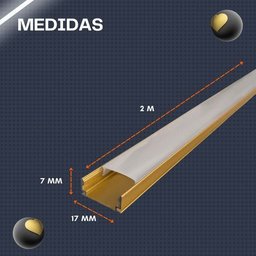 Perfil de Led Sobrepor Slim Kit 10 - 2 Metros, Dourado - 3