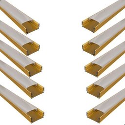 Perfil de Led Sobrepor Slim Kit 10 - 2 Metros, Dourado - 1