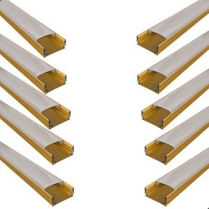 Perfil de Led Sobrepor Slim Kit 10 - 2 Metros, Dourado