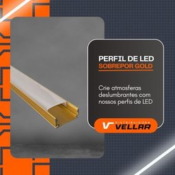 Perfil de Led Sobrepor Slim Kit 10 - 2 Metros, Dourado - 7