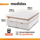 Ver imagem 3 de Cama Box Baú Colchão Casal Queen Molas Ensacadas Real 158x198x68cm Branco / Bege Inducol