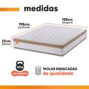 Ver imagem 4 de Cama Box Baú Colchão Casal Queen Molas Ensacadas Real 158x198x68cm Branco / Bege Inducol