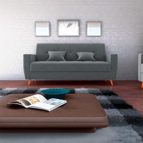 Sofá Cama Casal Premium 3 Lugares com Baú 2,08 Larg Pamela Matrix