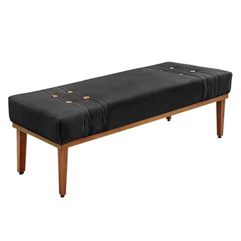 Recamier Decorativo 140cm Kors Veludo Pés de Madeira Preto - Gran Belo