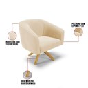 Ver imagem 3 de Poltrona Giratória Stella Suede Base Madeira Ma30 Bege