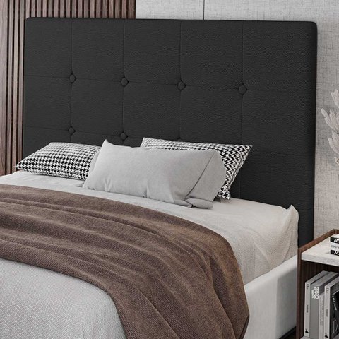 Cabeceira Cama Box Casal Luana 140cm Sintético Preto - Abmaza