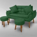 Ver imagem 2 de Namoradeira+ 2 Puff Redondo+ 2 Almofadas Suede Verde- Rv Decora