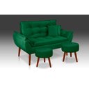 Ver imagem 1 de Namoradeira+ 2 Puff Redondo+ 2 Almofadas Suede Verde- Rv Decora