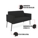 Ver imagem 3 de Sofá Namoradeira 2 Lugares Pé de Ferro Preto Marisa Veludo Preto D03 - D'Rossi