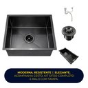 Ver imagem 4 de Cuba de Cozinha Pia Quadrada Gourmet 44x44 Embutir ou Sobrepor Inox 304 Escovada Preta Brinovar