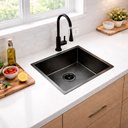 Ver imagem 2 de Cuba de Cozinha Pia Quadrada Gourmet 44x44 Embutir ou Sobrepor Inox 304 Escovada Preta Brinovar