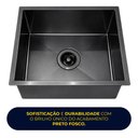 Ver imagem 6 de Cuba de Cozinha Pia Quadrada Gourmet 44x44 Embutir ou Sobrepor Inox 304 Escovada Preta Brinovar