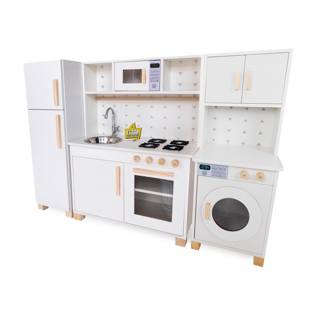 Kit Cozinha Infantil com Geladeira e Máquina de Lavar Eita Casa Perfeita Branco