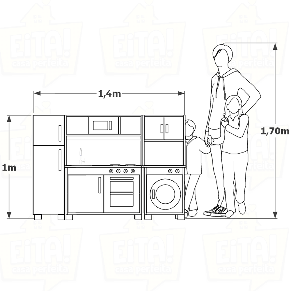 Kit Cozinha Infantil com Geladeira e Máquina de Lavar Eita Casa Perfeita Branco - 2