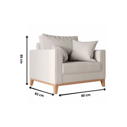 Kit 2 Poltronas Beny 80cm Base de Madeira Linho - 4