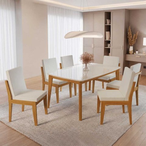 Conjunto Mesa Condessa 160x90 6 Cadeiras Lady