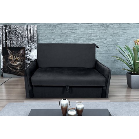 Poltrona Cama Zoe Confortável + Baú para Sala de Espera - Veludo:preto