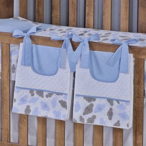 Porta Fralda Organizador Quarto de Bebê Menino Menina 2 Peças com Laço:nuvem Azul Bebê