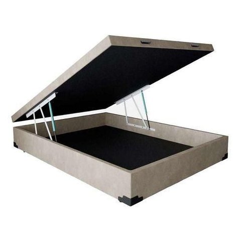 Cama Box Baú Casal Sintético Bege 38x138x188